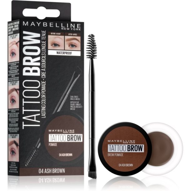 Maybelline Tattoo Brow гел-помада за вежди цвят 04 Ash Brown