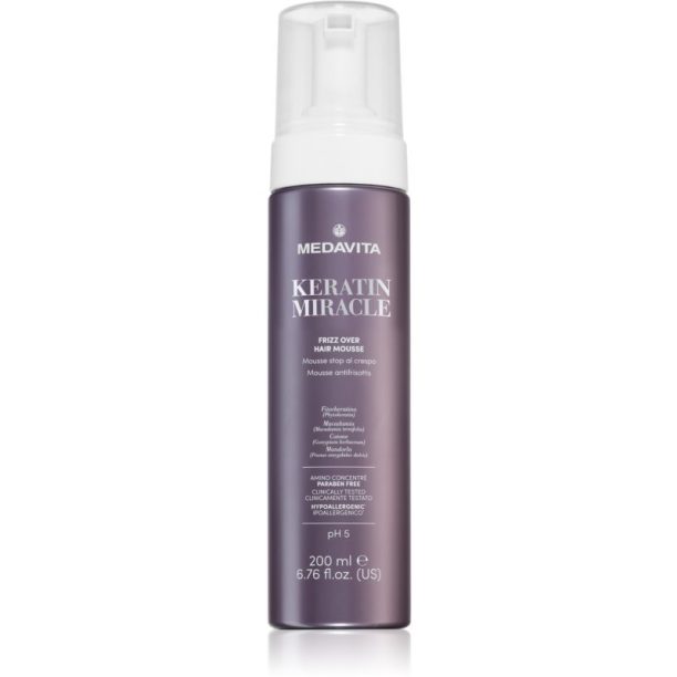 Medavita Keratin Miracle Frizz Over Hair Mousse стилизираща пяна За коса 200 мл.