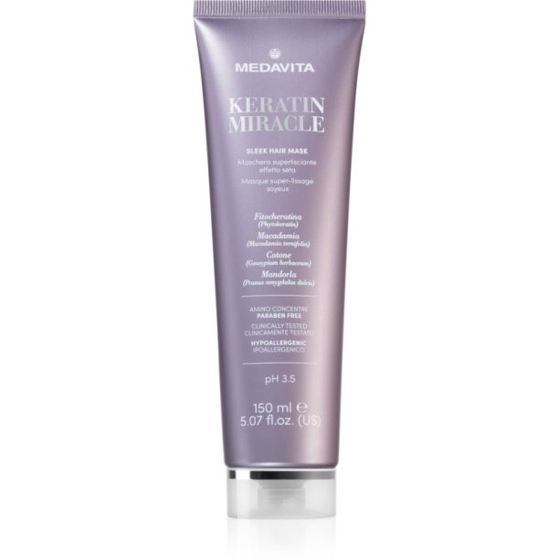 Medavita Keratin Miracle Sleek Hair Mask овлажняваща и изглаждаща маска 150 мл.