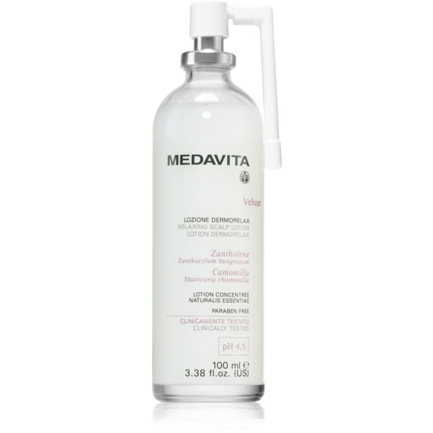 Medavita Velour Relaxing Scalp Lotion релаксираща грижа за чувствителна кожа на скалпа 100 мл.