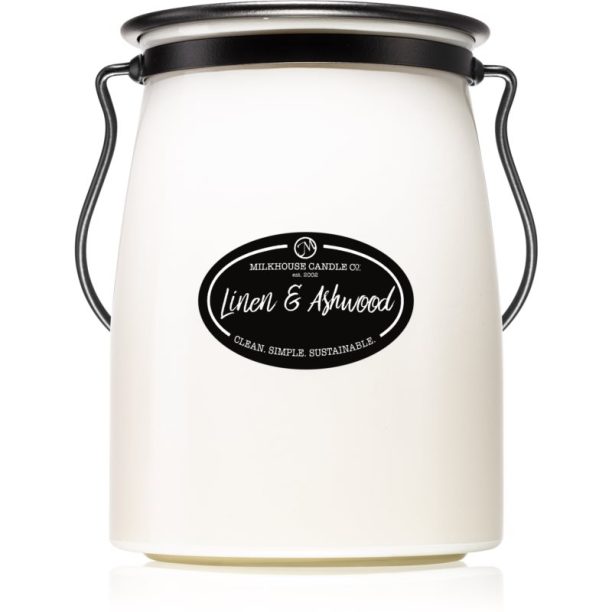 Milkhouse Candle Co. Creamery Linen & Ashwood ароматна свещ Butter Jar 624 гр.