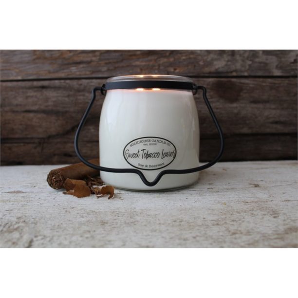 Milkhouse Candle Co. Creamery Sweet Tobacco Leaves ароматна свещ  Butter Jar 454 гр. на ниска цена