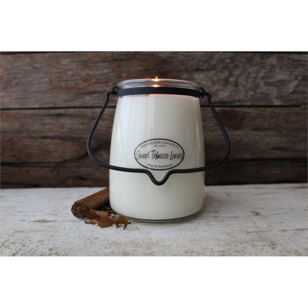 Milkhouse Candle Co. Creamery Sweet Tobacco Leaves ароматна свещ  Butter Jar 624 гр. на ниска цена