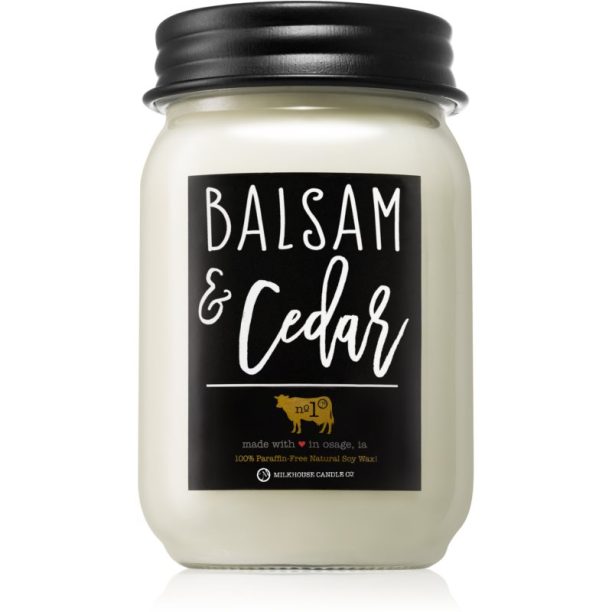 Milkhouse Candle Co. Farmhouse Balsam & Cedar ароматна свещ Mason Jar 368 гр.