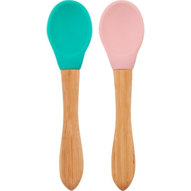 Minikoioi Spoon with Bamboo Handle лъжичка Green / Pink 2 бр.