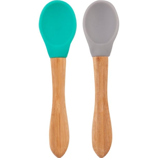 Minikoioi Spoon with Bamboo Handle лъжичка Green/Grey 2 бр.