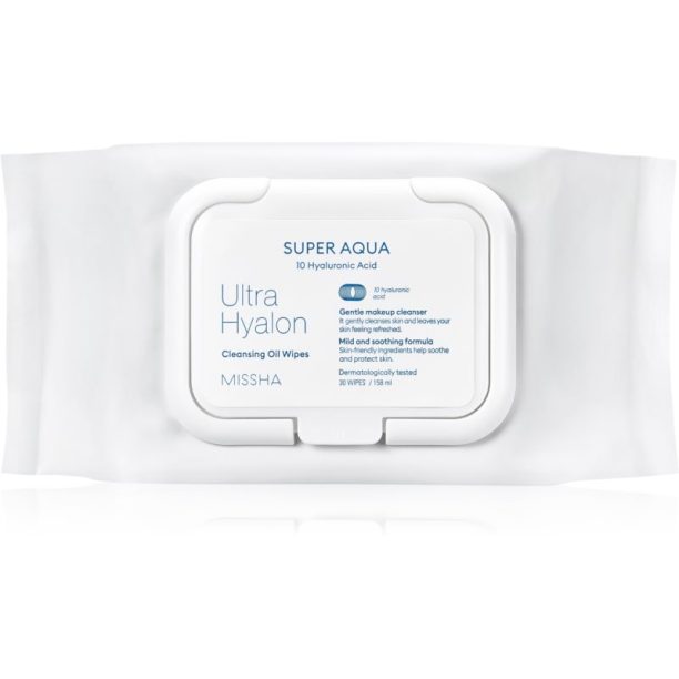 Missha Super Aqua 10 Hyaluronic Acid кърпички за почистване и премахване на грим 30 бр.