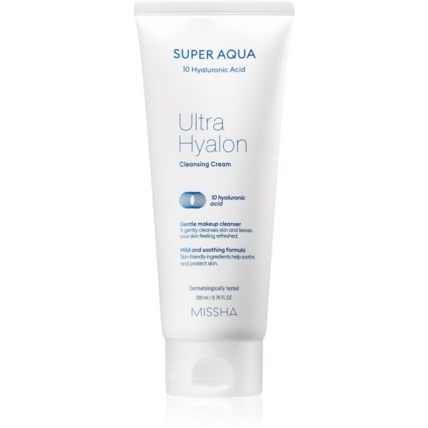 Missha Super Aqua 10 Hyaluronic Acid хидратиращ почистващ крем 200 мл.