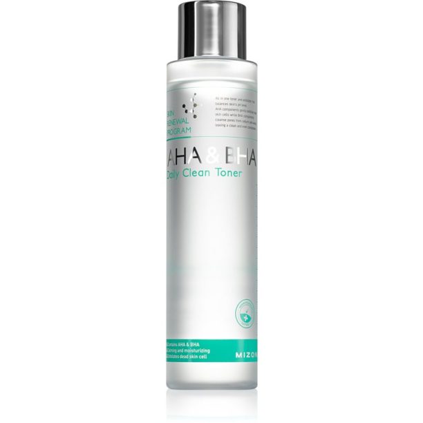 Mizon Skin Renewal Program AHA & BHA Daily Clean Toner нежно почистващ тоник с пилинг ефект 150 мл.