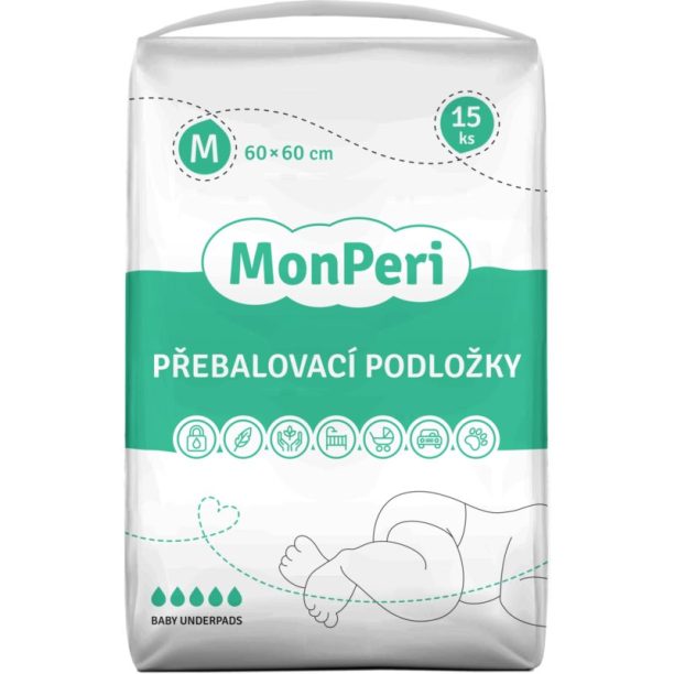 MonPeri Baby Underpads Size M еднократни подложки за смяна на пелените 60x60 cm 15 бр.