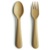 Mushie Fork and Spoon Set прибор Mustard 2 бр.