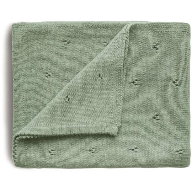 Mushie Knitted Pointelle Baby Blanket плетени одеяла за деца Sage 80 x 100cm 1 бр. на ниска цена