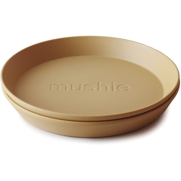 Mushie Round Dinnerware Plates чиния Mustard 2 бр. на ниска цена