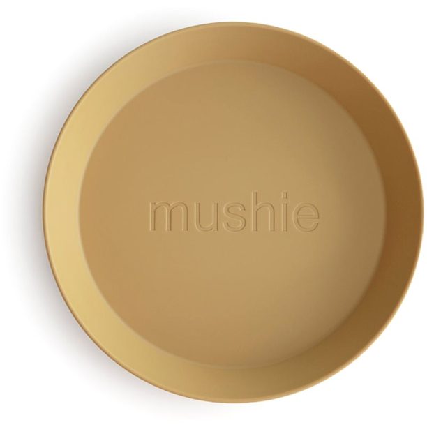 Mushie Round Dinnerware Plates чиния Mustard 2 бр.