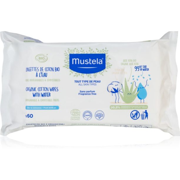 Mustela BIO Organic Cotton Wipes мокри кърпички за деца 60 бр.