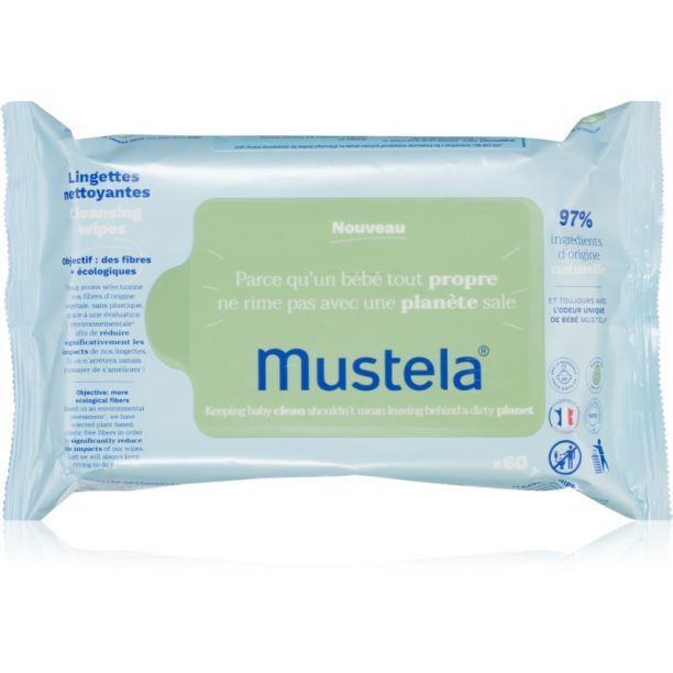 Mustela Bébé Cleansing WIpes мокри почистващи кърпички за деца 60 бр.