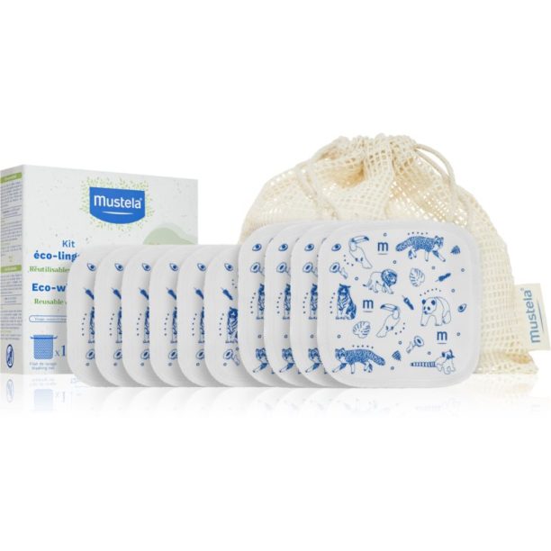 Mustela ECO Reusable & Washable Wipes почистващи кърпички за деца от раждането им 10 бр.