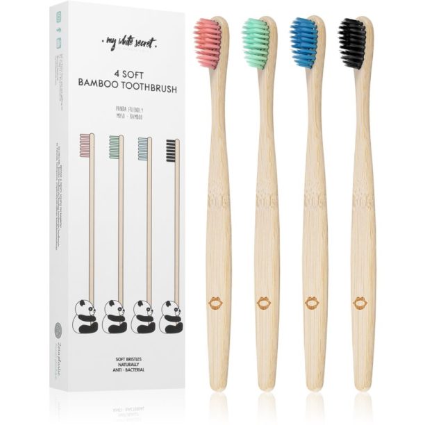 My White Secret Bamboo Toothbrush бамбукова четка за зъби soft 4 бр.