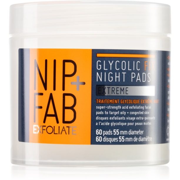 NIP+FAB Glycolic Fix Extreme почистващи тампони за нощ 60 бр. на ниска цена