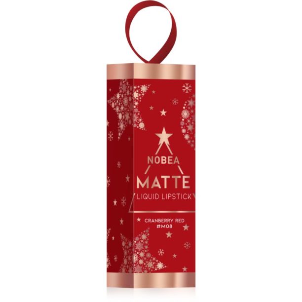 NOBEA Festive Matte Liquid Lipstick матиращо течно червило цвят Cranberry Red 7 мл. на ниска цена