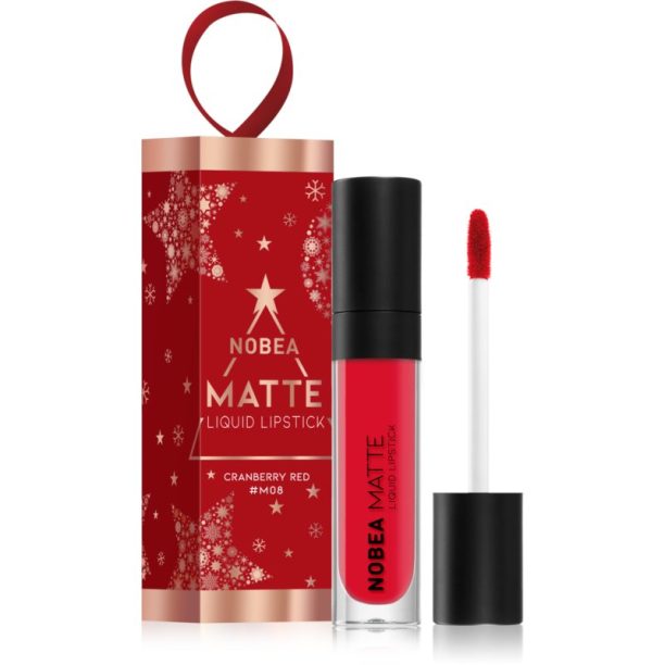 NOBEA Festive Matte Liquid Lipstick матиращо течно червило цвят Cranberry Red 7 мл.