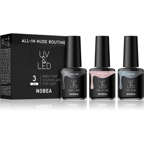 NOBEA UV & LED All-in Red Routine комплект лак за нокти 3 x 6 ml на ниска цена