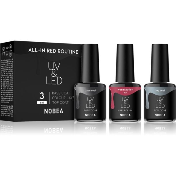 NOBEA UV & LED All-in Red Routine комплект лак за нокти на ниска цена