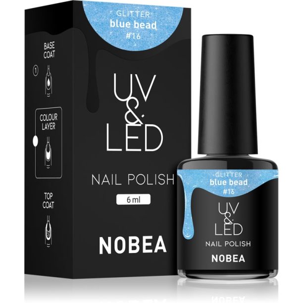 NOBEA UV & LED Nail Polish гел лак за нокти с използване на UV/LED лампа бляскав цвят Blue bead #16 6 мл. на ниска цена