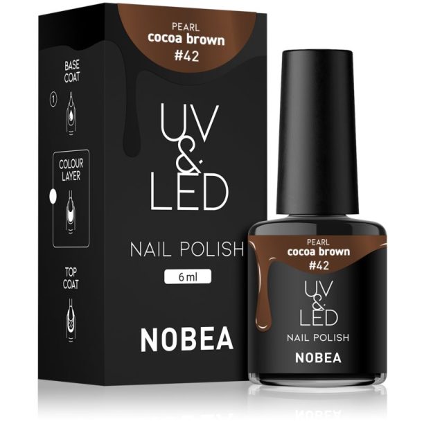 NOBEA UV & LED Nail Polish гел лак за нокти с използване на UV/LED лампа бляскав цвят Cocoa brown #42 6 мл.