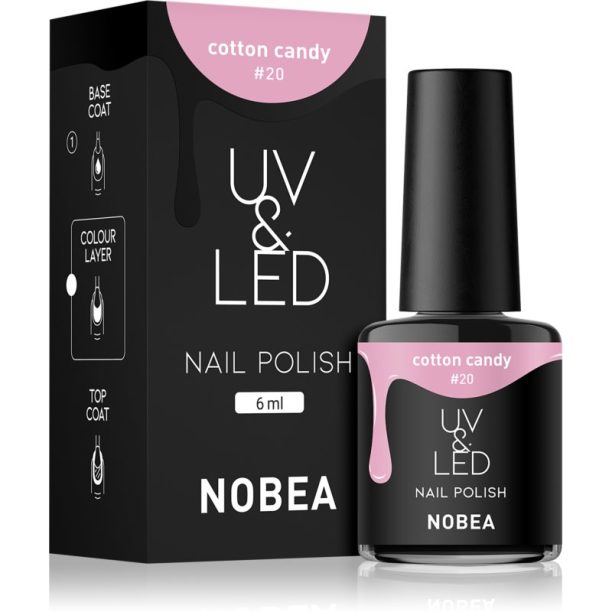 NOBEA UV & LED Nail Polish гел лак за нокти с използване на UV/LED лампа бляскав цвят Cotton candy #20 6 мл. на ниска цена