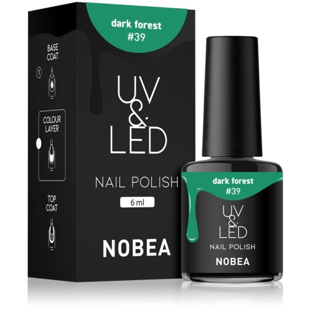 NOBEA UV & LED Nail Polish гел лак за нокти с използване на UV/LED лампа бляскав цвят Dark forest #39 6 мл.