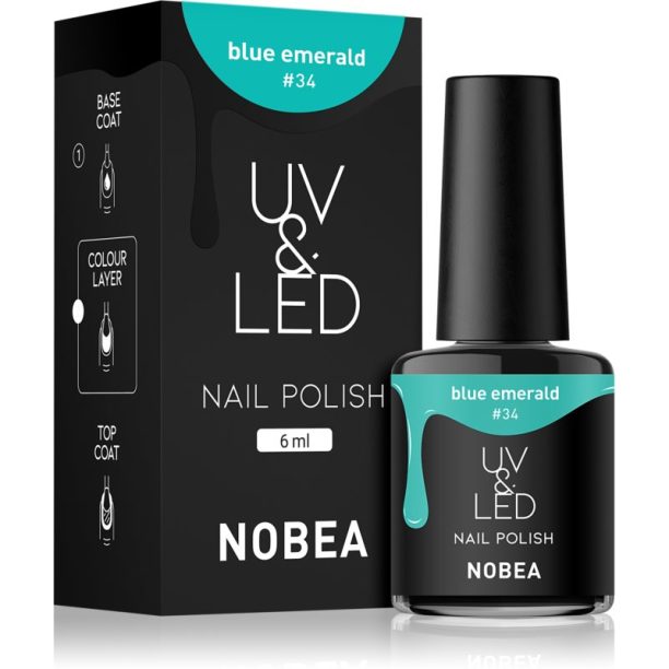 NOBEA UV & LED Nail Polish гел лак за нокти с използване на UV/LED лампа бляскав цвят Emerald blue #34 6 мл. на ниска цена