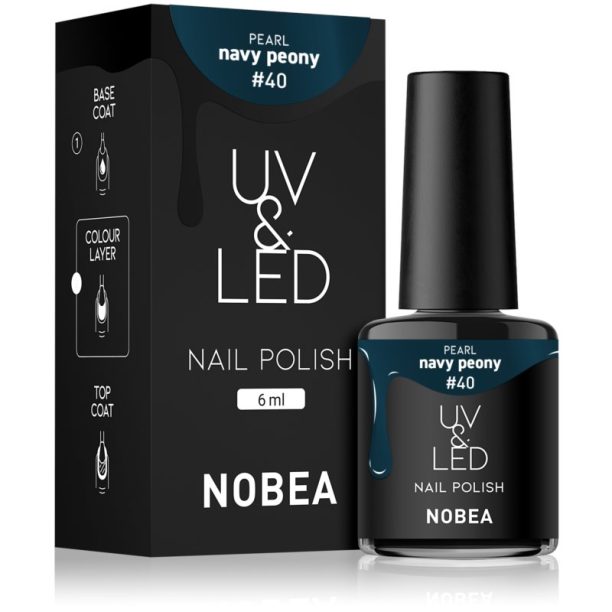 NOBEA UV & LED Nail Polish гел лак за нокти с използване на UV/LED лампа бляскав цвят Navy peon #40 6 мл.