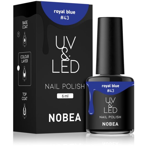 NOBEA UV & LED Nail Polish гел лак за нокти с използване на UV/LED лампа бляскав цвят Royal blue #43 6 мл.