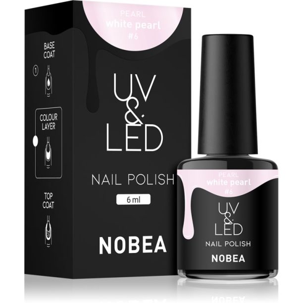 NOBEA UV & LED Nail Polish гел лак за нокти с използване на UV/LED лампа бляскав цвят White pearl #6 6 мл. на ниска цена