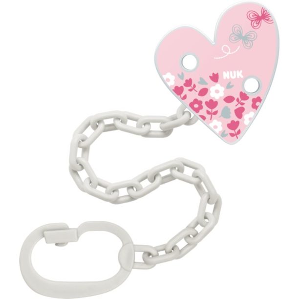 NUK Pacifier Chain верижка за биберон с клипс Pink 1 бр.