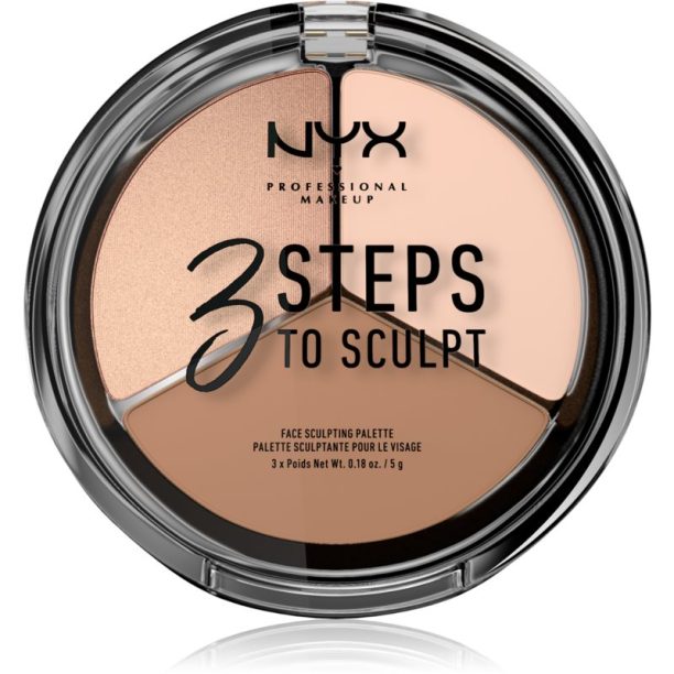 NYX Professional Makeup 3 Steps To Sculpt контурираща палитра за лице цвят 01 Fair 15 гр.