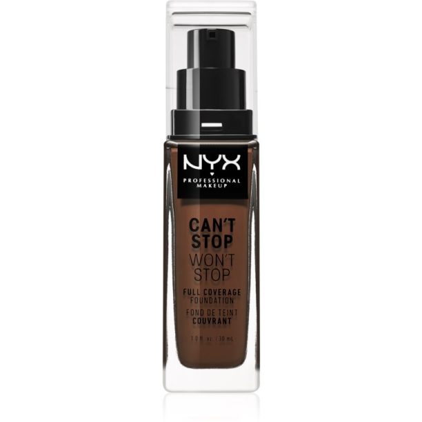 NYX Professional Makeup Can't Stop Won't Stop Full Coverage Foundation високо покривен фон дьо тен цвят Deep Espresso 30 мл. на ниска цена