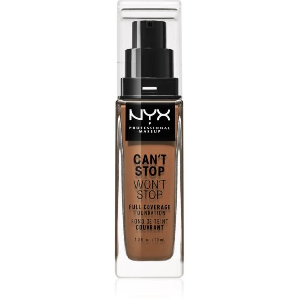 NYX Professional Makeup Can't Stop Won't Stop Full Coverage Foundation високо покривен фон дьо тен цвят Warm Caramel 30 мл. на ниска цена