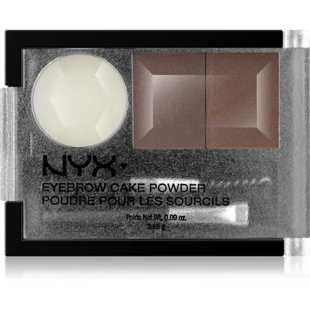 NYX Professional Makeup Eyebrow Cake Powder комплект за оформяне на вежди цвят 02 Dark Brown/Brown 2.65 гр. на ниска цена