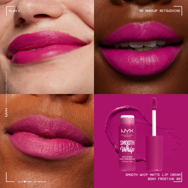 NYX Professional Makeup Smooth Whip Matte Lip Cream кадифено червило с изглаждащ ефект цвят 09 Bday Frosting 4 мл. купи на топ цена