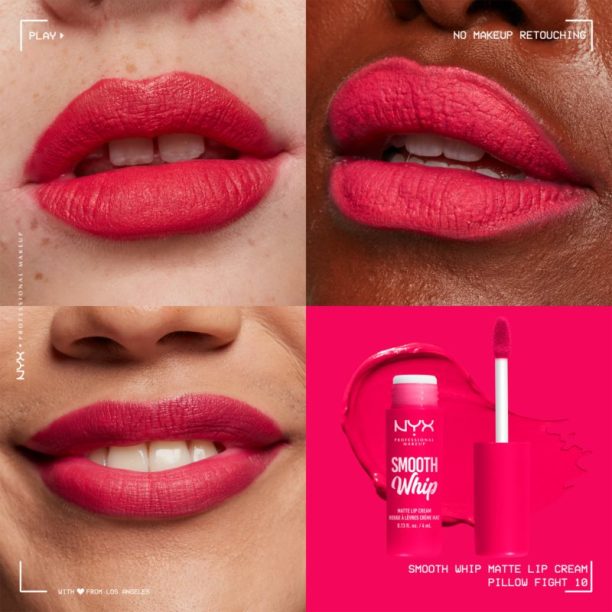 NYX Professional Makeup Smooth Whip Matte Lip Cream кадифено червило с изглаждащ ефект цвят 10 Pillow Fight 4 мл. купи на топ цена