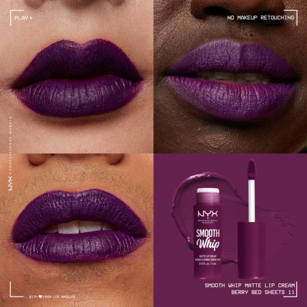 NYX Professional Makeup Smooth Whip Matte Lip Cream кадифено червило с изглаждащ ефект цвят 11 Berry Bed Sheers 4 мл. купи на топ цена