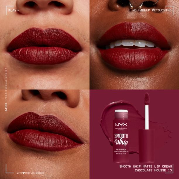 NYX Professional Makeup Smooth Whip Matte Lip Cream кадифено червило с изглаждащ ефект цвят 15 Chocolate Mousse 4 мл. купи на топ цена