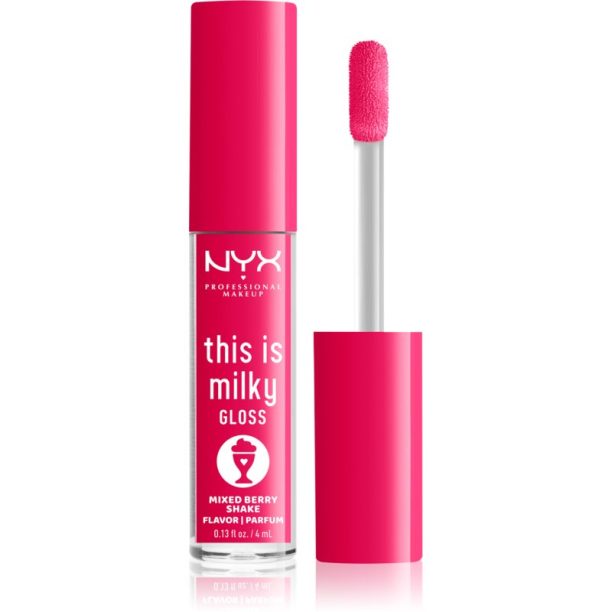 NYX Professional Makeup This is Milky Gloss Milkshakes хидратиращ блясък за устни парфюмиран цвят 09 Berry Shake 4 мл.