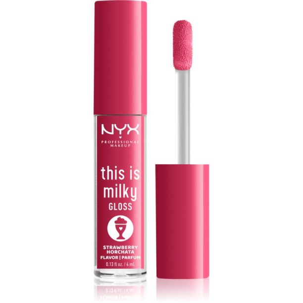 NYX Professional Makeup This is Milky Gloss Milkshakes хидратиращ блясък за устни парфюмиран цвят 10 Strawberry Horchata 4 мл.