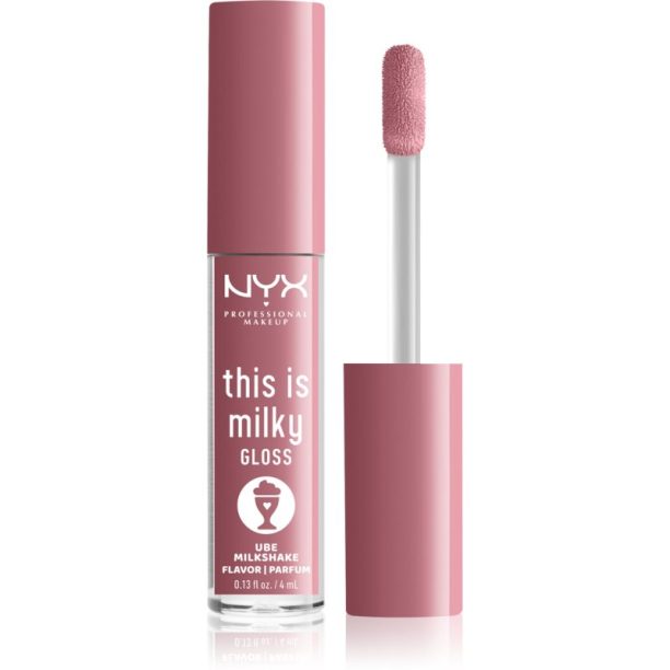 NYX Professional Makeup This is Milky Gloss Milkshakes хидратиращ блясък за устни парфюмиран цвят 11 Ube Milkshake 4 мл.