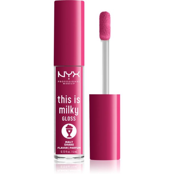 NYX Professional Makeup This is Milky Gloss Milkshakes хидратиращ блясък за устни парфюмиран цвят 12 Malt Shake 4 мл.