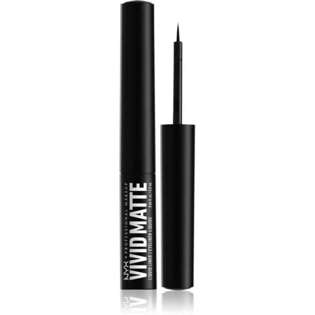 NYX Professional Makeup Vivid Matte течни очни линии с матиращ ефект цвят Black 4 мл.