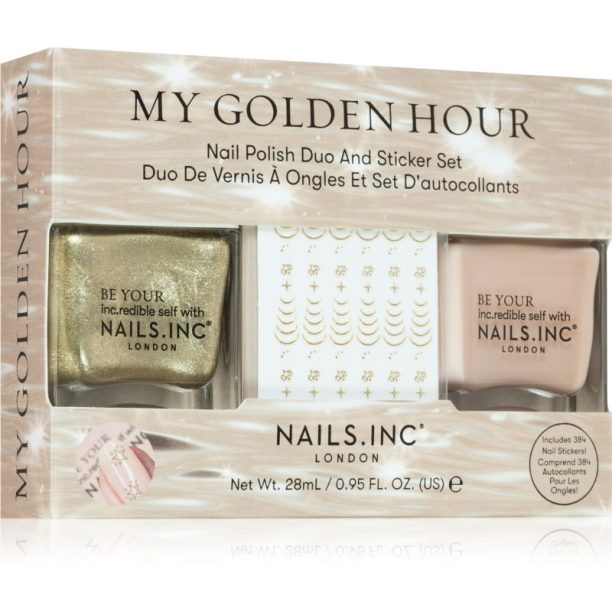 Nails Inc. My Golden Hour Nail Polish Duo and Sticker Set комплект лак за нокти